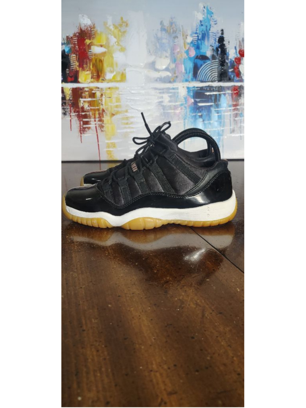 Air Jordan 11 Retro Low Shoes Youth Size 7Y Black Gum Patent Leather Sneakers